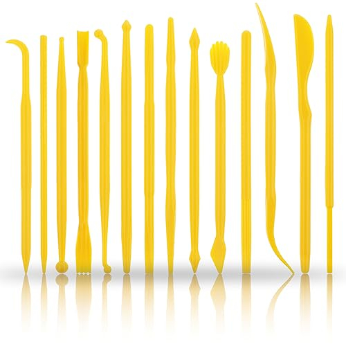 14 Pcs Clay Tools Plastic Polymer Clay Tools Clay Sculpting Tools Clay Modelling Tools Plastic Pottery Tools Clay Carving Tools Clay Tool Set for Styling Embossing Artwork Crafts