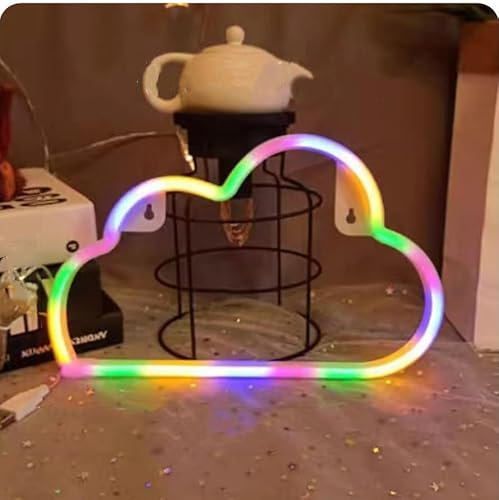 Wolken Neonschild ästhetische Wanddekoration Neon Nachtlampe LED Leuchten Schlafzimmer Spielzimmer Geburtstag Festival Hochzeit Party, 2 dekorative farbige Wolkenlampen USB und Batterie angetrieben
