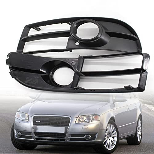 NOZADO ABS Schwarz Stoßstange Gitter Abdeckung Blende Fit for Audi A4 B7 S4 B7 A4 S-Line 2005-2008 Nebelscheinwerfer Frontstoßstangen Grill Stoßfängergitter Lampenabdeckung 8E0807681F 8E0807682F (Siz