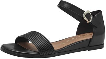 Tamaris Damen Sandalen Leder Sommer; BLACK/schwarz; 37 EU
