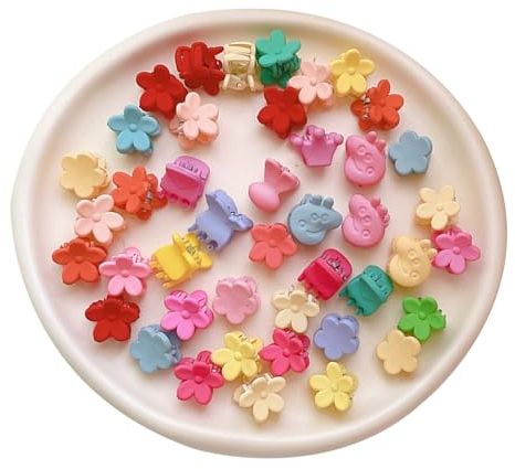 RTRTGS 50 pezzi Fermagli per Capelli, Mini Mollettine Capelli, Mollette Capelli Bambina Artiglio Barrettes, Pinzette Capelli Bambina,Fiori Piccoli Pinzette per Capelli in Plastica Molette Capelli