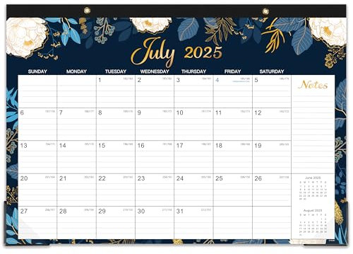 Tischkalender 2024–2025 – Juli 2024 – Dez. 2025, 18 Monate, großer Monatskalender, 43,2 x 30,5 cm, Schreibtischunterlage, große linierte Blöcke, To-Do-Liste und Notizen, bester