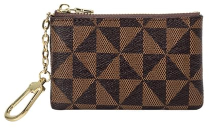TOFBS Klein Geldbörse Damen PU Leder Portable Zipper Mini Portemonnaie Kurzformat Brieftasche Leichtgewicht Coin Purse Geldbeutel Geschenke für Mädchen Frauen Braun