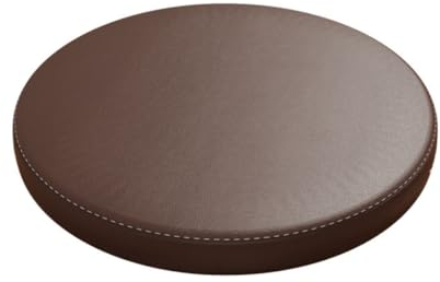 Haklein Sitzkissen aus PU-Leder, rund, Memory-Schaum, rutschfest, weich, Fenstermatte, Tatami-Matte, Hocker, Sitzpolster für Wohnzimmer, Terrasse, Garten (Durchmesser 35 cm, Braun)