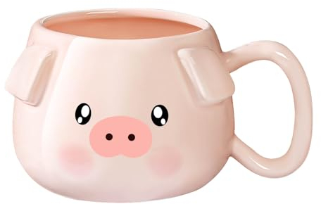 Tasse à café en céramique 3D en forme de cochon mignon de 414 ml - Cadeau d'anniversaire personnalisé pour femme, maman, enfants, enseignant, meilleur ami (rose)
