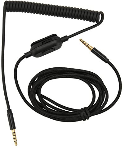 Cuifati Ersatz-Kopfhörerkabel, Gewickeltes Aux-Kabel für Astro A10, A30, A40, 2 M, Verstellbare Lautstärke, Ersatz-Sound-Federkabel, 3,5-mm-Stecker, Upgrade-Kopfhörer-Audiokabel, Gold