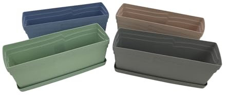 Box Planter Window Garden Trough Seed Herb Tray Strong Plant Pot Pastel Coloured | Sage Green | Pack of 2