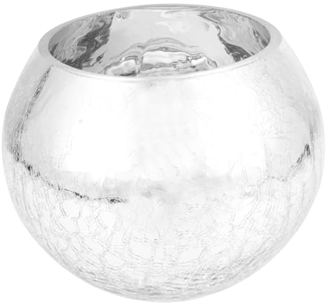 Zerodeko Electroplated Silver Glass Vase Round Ball European Style Flower Vase for Table Centerpiece Decoration Wedding Party
