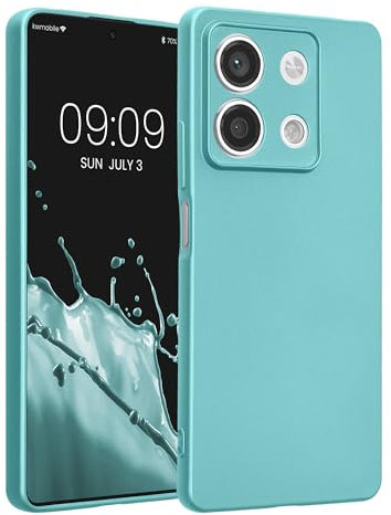 kwmobile Case Compatible with Xiaomi Redmi Note 13 5G Case - Soft TPU Back Phone Cover - with Metallic Look - Metallic Mint Green