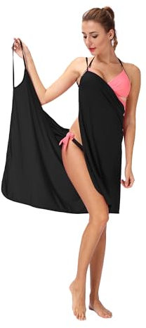 FXTYK Bikini Cover Up Strandkleid Sexy Spaghetti-TräGer RüCkenfreies Langes Wickelkleid Summer Strandkleider Damen Sommer Bademode Dress