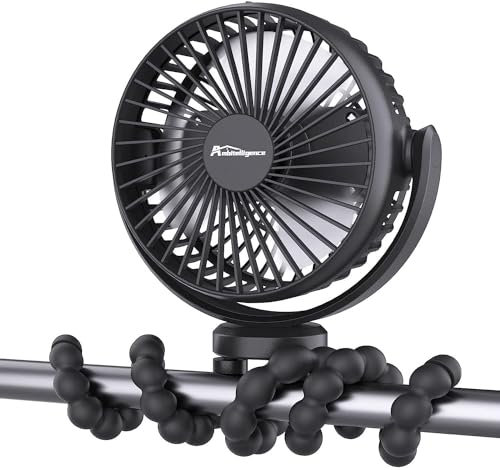 Ventilateur USB amélioré avec batterie 5200mAh, ventilateur à main silencieux avec 3 réglages de vitesse et réglable à 360°, mini ventilateur de bureau portable pour le camping avec support flexible