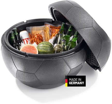 LUMALAND Fußball-Kühlbox mit Sitzfunktion 41 Liter für mehr als einen Bierkasteninhalt | Kühlbox Fußball für in- & Outdoor – ideal für Garten & Balkon | Camping