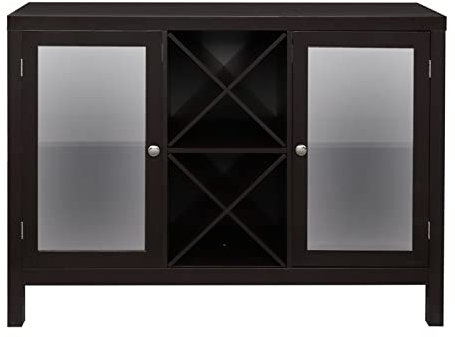 WANP-678 Geschirrschrank 42-Zoll-Holzküchen-Akzent-Buffet-Sideboard-Türen in X-Form und Weinregal im Eingangsbereich, Küche, Esszimmer, Konsole, Wohnzimmer Schrank