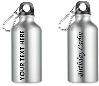 Personalised Water Bottle 400ML Aluminium Personalised Water Bottles for Kids - Personalised Water Bottles for Women & Men - Insulated Sports Bottle for School & Gym - Childrens Water Bottle (Silver)
