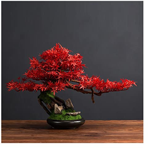 KOHARA Artificial Bonsai Plants Artificial Plants in Pot 25cm Width Artificial Plants Indoor Maple Bonsai Fake Plant for Room Decoration