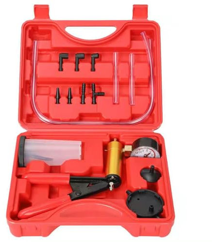 TONZACK Dispositivo de Purga de líquido de Frenos, Bomba Manual de vacío, Purga de Frenos, 0~30 inHg (kPa), Dispositivo de Purga de Frenos para automóviles, Dispositivo de Purga de Frenos (Rojo)