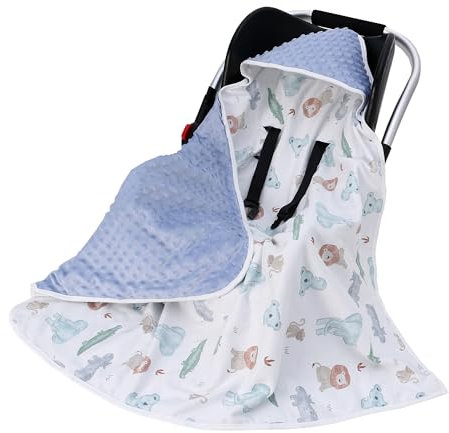 amo nenes Einschlagdecke Babydecke für Babyschale Kinderwagen Kuscheldecke 90 x 90 cm 100% Baumwolle Ganzjahresdecke Universal Baby Decke für Buggy Autositz (Blau)