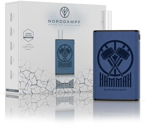 Norddampf HAMMAH Kräuter Vaporizer | Kompakter Premium Verdampfer für Kräuter | Hybrid-Heiztechnologie | 1600mAh Akku | 30s Aufheizzeit | Isolierter Luftweg | 5 Temperaturstufen | NORDIC BLUE