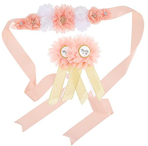 COLLBATH Schwangerschafts-blumen-schärpe Für Werdende Mit Anstecknadel Für Babyparty Und Schwangerschaftsfotoshooting Corsage Für Werdende
