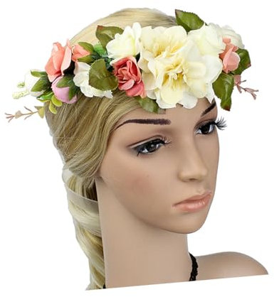 Ipetboom Blumenkranz Haarband Für Hochzeit Braut Und Festival Künstlicher Haarschmuck Mit Verstellbarem Band Eleganter Kopfschmuck Für Damen Für Zeremonien Und Partys
