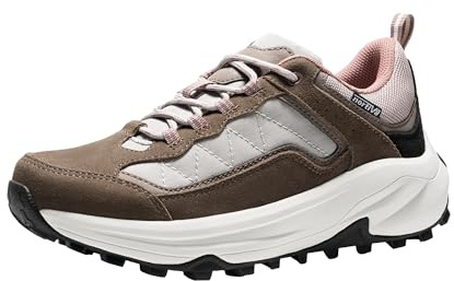 NORTIV 8 Zapatos de senderismo impermeables para mujer con soporte de arco para exteriores, de piel, para caminar, senderismo, camping, tenis, entrenamiento, entrenamiento cruzado, Wicklow