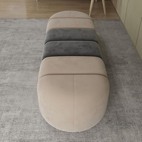 DONGGANSHI Nordic Shoe Changing Stool,Upholstered Footstool,Bedroom Bed End Stool,for Living Room and Bedroom Beige grey- 130 * 50 * 38