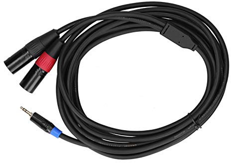 CHEOTIME 3.5 mm to Dual XLR Male Y Splitter Cable, Stereo TRS Headphone Jack to L R Double XLR Male Aux Cord, Noise, for Studio Monitor Speaker and Phones (5m)