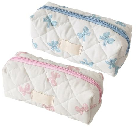 Federmäppchen mit Schleife, multifunktional, Make-up-Pinseltasche, Kosmetiktasche mit Reißverschluss, Bunte Reise-Kulturbeutel, Schreibwaren-Organizer, Kosmetik-Aufbewahrungstasche, Reise- und