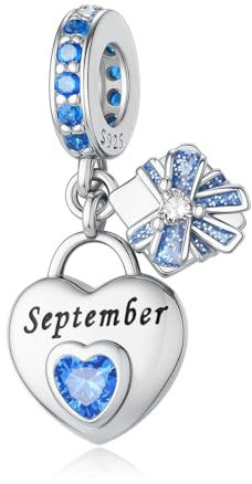 Aurevella A Forma di cuore Charm con pietra natale, Charms in Argento Sterling 925, Regalo di Compleanno Personalizzato per Donna, Adatto per Bracciali e Collane