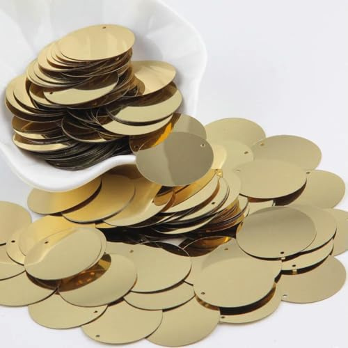 VIXDA 10 g Gold-Pailletten, 3 mm – 30 mm, Flache, runde, lose PVC-Pailletten zum Basteln, Nähen, Dekoration, DIY-Zubehör