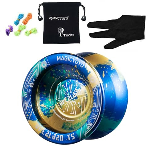 T5 Metal Yoyo für Kinder - Nicht reagierendes professionelles Yoyo Kugellager, Aluminium-Legierung Yoyos mit Tasche 5 Saiten und einem Handschuh für Erwachsene