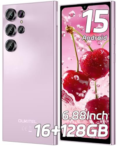 OUKITEL C61 Smartphone Android 15, 16GB+128GB/1TB Smartphone 2025, 6.88 HD+ 90Hz Telefono Cellulare, 5150mAh Cellulari, 13MP+5MP Telefoni Octa Core, Dual SIM/Face ID/Fingerprint/OTG/Tipo-C, Viola