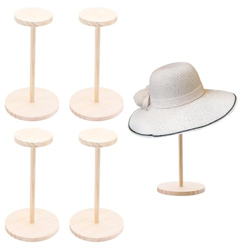 Chihutown 4 supporti per cappelli da esposizione, in legno, organizer per cappelli da baseball, porta cappelli per esposizione di modelli di auto, multiuso, decorazione per soggiorno (legno naturale)