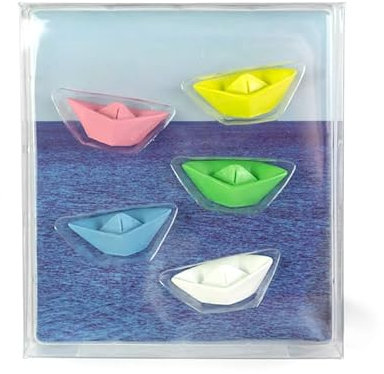 Kraftheld | 5er Set Deko-Magnete Paper Boat | Boot-Magnete bunt, dekorativ, farbenfroh | Kühlschrankmagnete in Form von Schiffen | Magnet-Deko als Geschenk