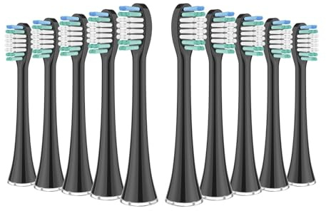 Tooth Brush Heads, Compatible for Aquasonic Black Series Pro Vibe Series Duo Pro Series Electric Toothbrush Heads Replacement Refill Bristle(10pcs Black)