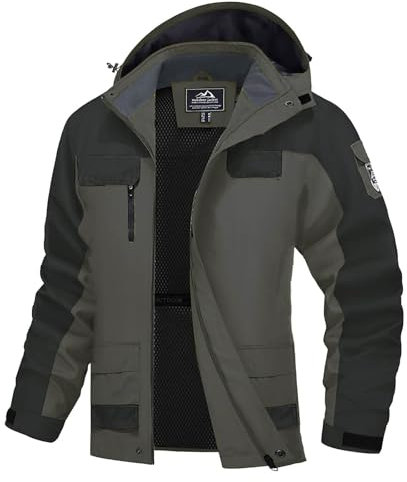 Generisch Reloj de hombre para hombre, chaqueta de esquí a juego, resistente al viento, bolsillos, multifuncional, para parejas, oso panda, Verde militar., 4XL