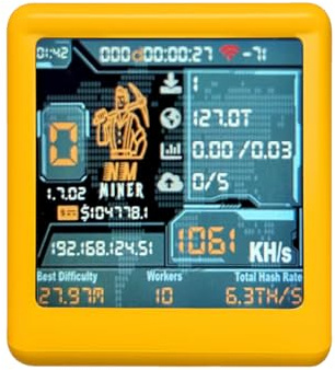QIQIAZI NM-TV 154 Bitcoin Miner Solo Lottery Miner BTC 1060KH/s,Nerdminer V2 NM mit ESP32 MUC,1,54 TFT-Display Smart-TV WLAN & BLE, BTC Miner mit 2000% Gewinnchance-Boost,Kein PC erforderlich