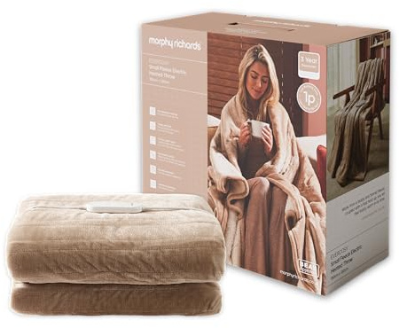 Morphy Richards EverCosy Fleece Electric Heated Throw Small, 160x130cm, 9 Heat Settings, Detachable, Teddy Fleece and Flannel Fleece, Overheat Protection, Mocca, 610003