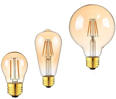 JrEam 12-V-LED-Lampe (DC) E27 G95 G45 ST58 2W 4W 2200K Warmweiß, Niedervolt, netzunabhängig, Retro-Lampe(G45G 2W_DC 12V_NO_E27)