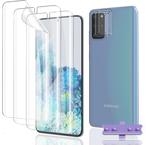 Euukzzea Protection D'écran pour Samsung Galaxy S20 Plus, 3 Pièces TPU Film Hydrogel Transparent HD Souple en TPU Film et 2 Pièces Protecteur D'objectif Caméra, Protection Écran Flexible