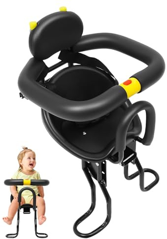 DioPaiB Kindersitz Fahrrad Vorne, Abnehmbarer Sicherheits-Fahrradsitz mit Rückenlehne, Verstellbare Sitzlänge 40-56cm, für Kinder von 1-5 Jahren, Geeignet für Mountainbikes, Citybikes und Falträder