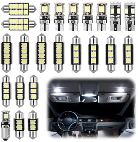 23Pcs Car LED Interior Lights Kit, T10 LED Bulbs, LED Number Plate Light Bulbs and Interior Car Lights for Dome Trunk and License Plate, W5W Bulb Set