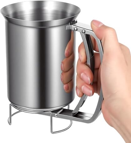 1 PzDosatore per Pastella in Acciaio Inox, 900 ml Dosatore per Pastella, Dosatore Manuale per Pancake con maniglia a pressione per muffin, biscotti, cupcake - Utensile da cucina per pasticceria