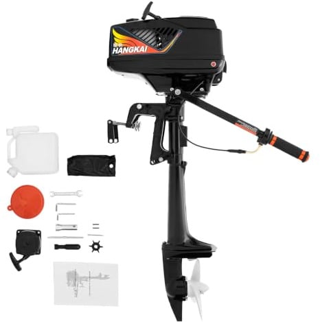 Goddlgjik 55CC 2 Takt Aussenborder Benzinmotor 3.6 PS Außenbordmotor Kurzer | 5000U/min, mit CDI-Zündung & Werkzeugset, Halbluft- und Halbwassergekühlt, Außenbordmotor Bootsmotor