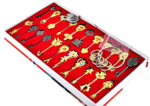 NuoYa005 NEW 22pc Fairy Tail Star key Blade Lucy keychain Necklace Pendant Cosplay Set