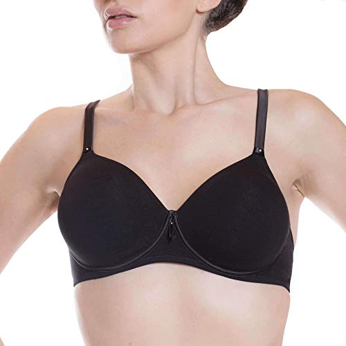 BELSENO LEPEL Reggiseno Senza Ferretto Cotone,Senza Cuciture Coppa c (5, Nero)