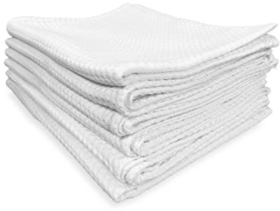tex family - Set de 6 Serviettes Gant | 100% Coton Nid d'abeille | Absorbant et Durable | Idéal pour Hôtels et B&B | 40x60 cm | Blanc, Serviette, Coton