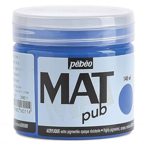 Pébéo - Mat Pub – Peinture Acrylique Extra Fine et Extra Mate - Bleu cobalt -140ml