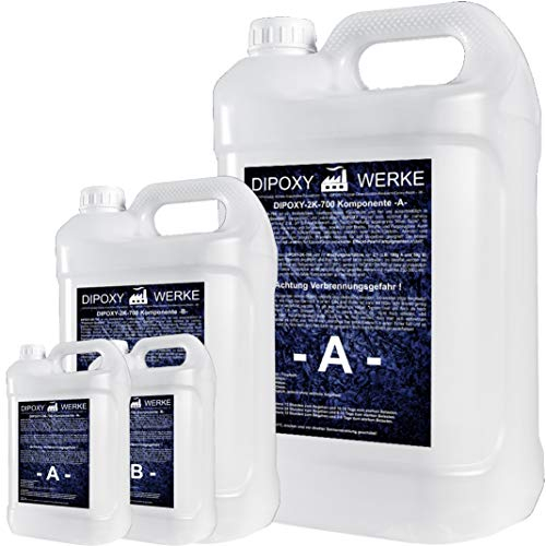 60,0kg Epoxidharz 2K Harz mit Härter EP Laminierharz in Profi Qualität Glasklar und geruchsarm Gießharz Epoxy UV Stab. für Holz Tisch Boden Aquarium Terra Formenbau GFK DIPOXY-2K-700