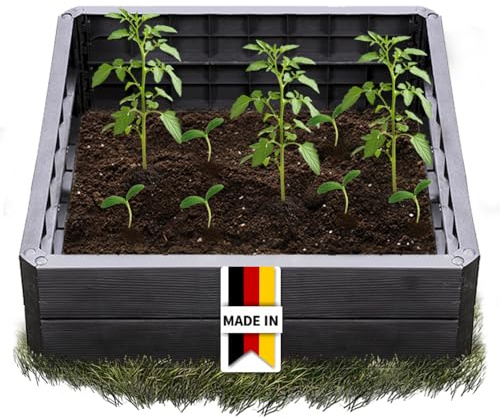 Garantia Ergo Quadro L Hochbeet-System Wood 4 Paneele inkl. Verbinder | Blumentopf, Hochbeete für Garten, Pflanzkübel Groß Außen, Blumenkasten, Blumentopf Hoch, Blumenkübel, Blumenkübel Outdoor